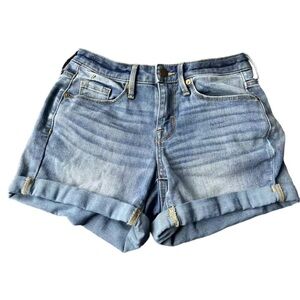 Mossimo High Rise Midi Stretch Jean Shorts Women’s Blue Jean Cotton Blend Size 0